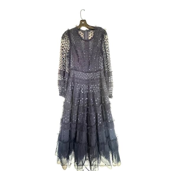 Needle & Thread Dot Shimmer Ankle Gown Navy UK8/US4 - Picture 7 of 12